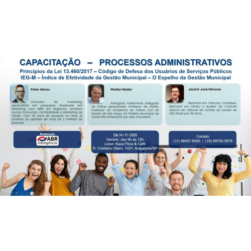 CAPACITAÇÃO GESTÃO E PROCESSOS ADMINISTRATIVOS - LEI 13.460/2017 - 14 DE NOVEMBRO DE 2025 - ARAÇATUBA/SP