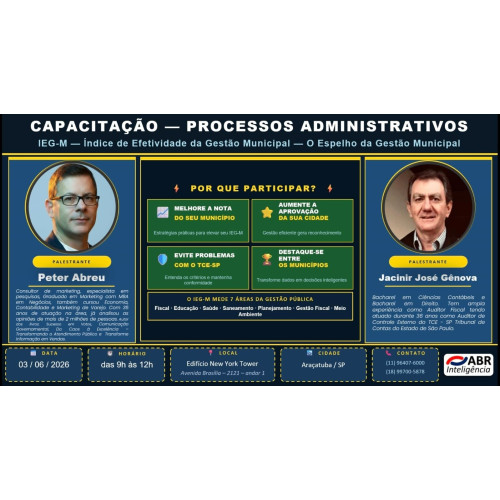 CAPACITAÇÃO EM PROCESSOS ADMINISTRATIVOS - 03 DE JUNHO DE 2026 - ARAÇATUBA/SP